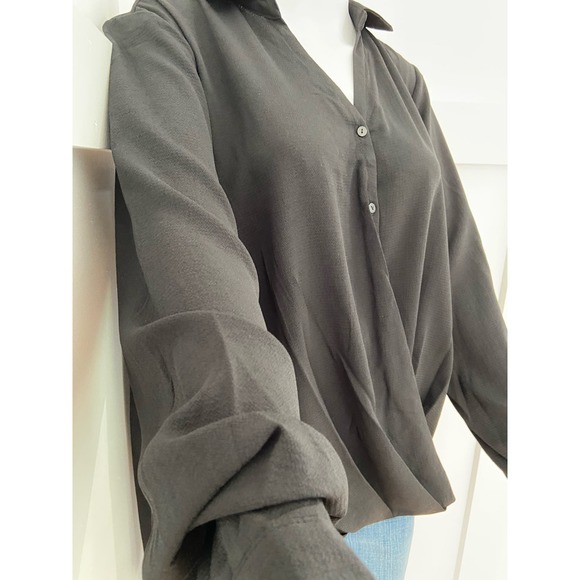 Zac and Rachel Black Long-Sleeved Wrap Top, Size XL wom257 - Picture 8 of 14